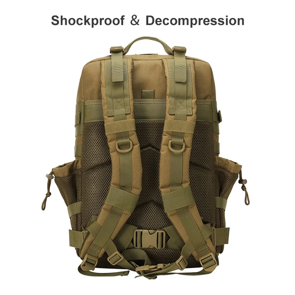 JSM J004 45L Multipurpose Hiking Trekking Rucksack Waterproof Large Military Tactical Backpack Outdoor Army Assault Pack - Army Green - 5