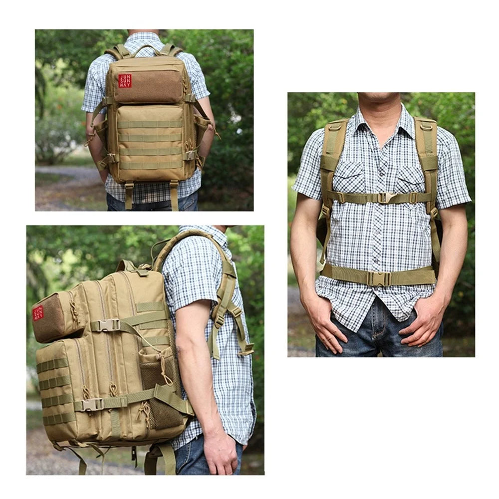JSM J004 45L Multipurpose Hiking Trekking Rucksack Waterproof Large Military Tactical Backpack Outdoor Army Assault Pack - Army Green - 7