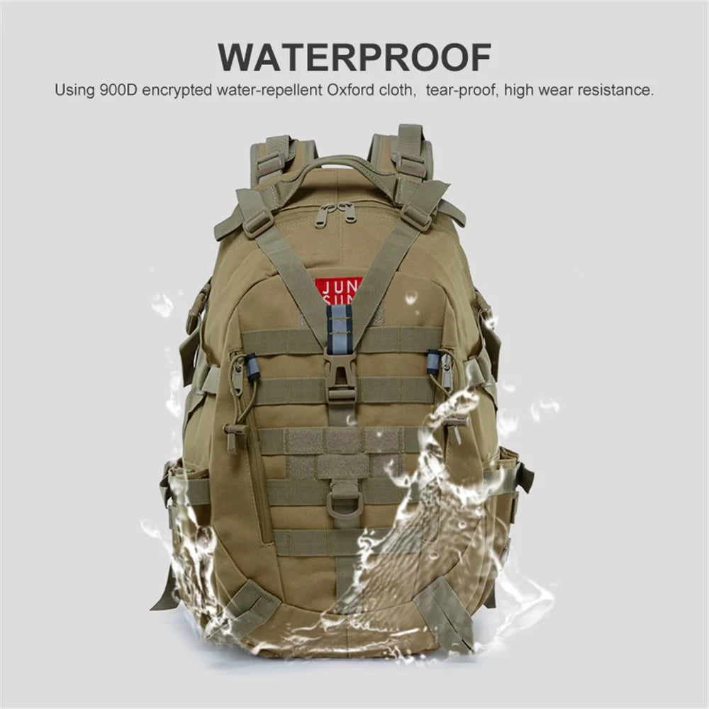 JUNSUNMAY J012 25L Large Capacity Camouflage Backpack Night Reflective Outdoor Sports Molle Military Shoulder Bag - Khaki - 4