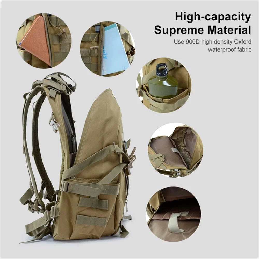 JUNSUNMAY J012 25L Large Capacity Camouflage Backpack Night Reflective Outdoor Sports Molle Military Shoulder Bag - Khaki - 6