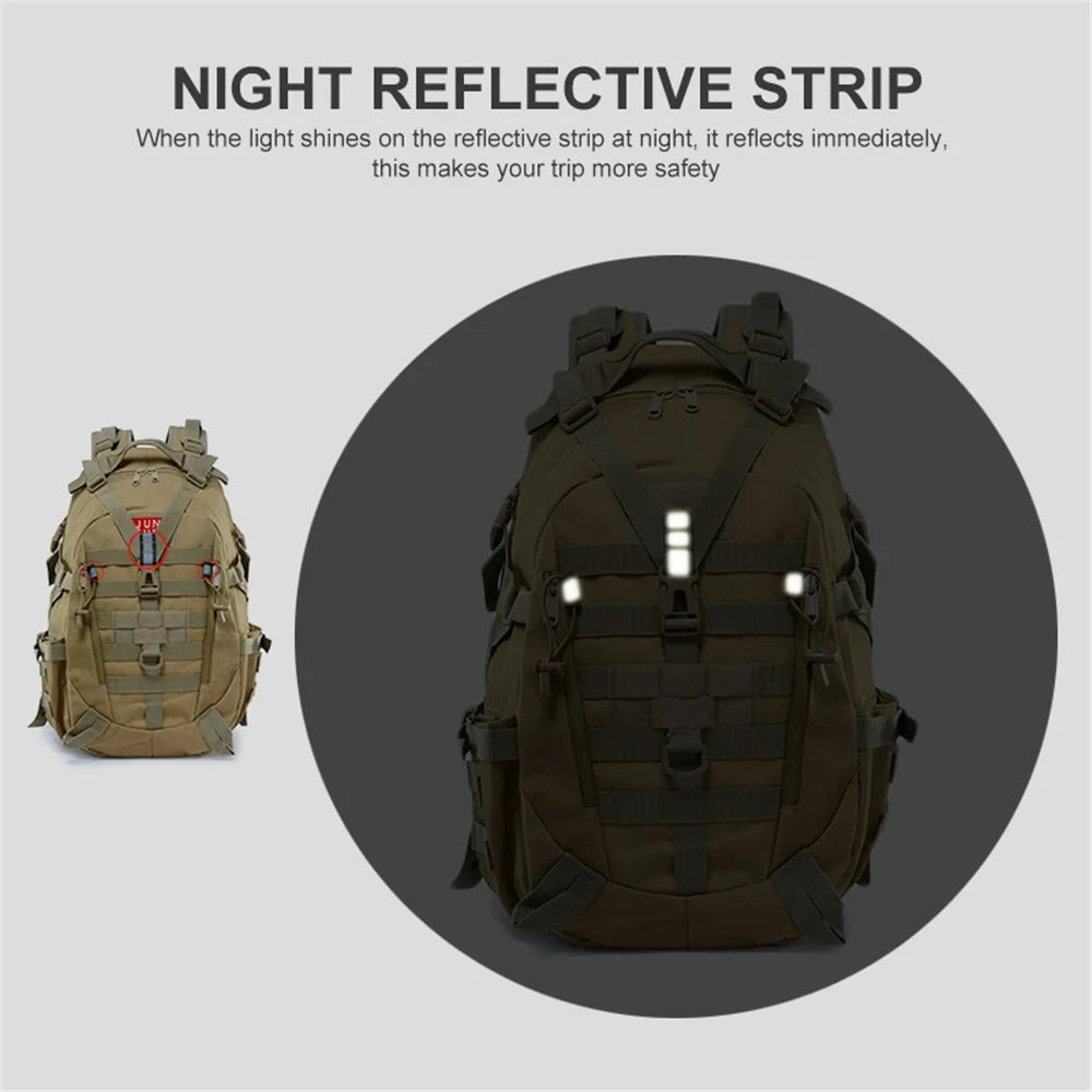JUNSUNMAY J012 25L Large Capacity Camouflage Backpack Night Reflective Outdoor Sports Molle Military Shoulder Bag - Khaki - 7