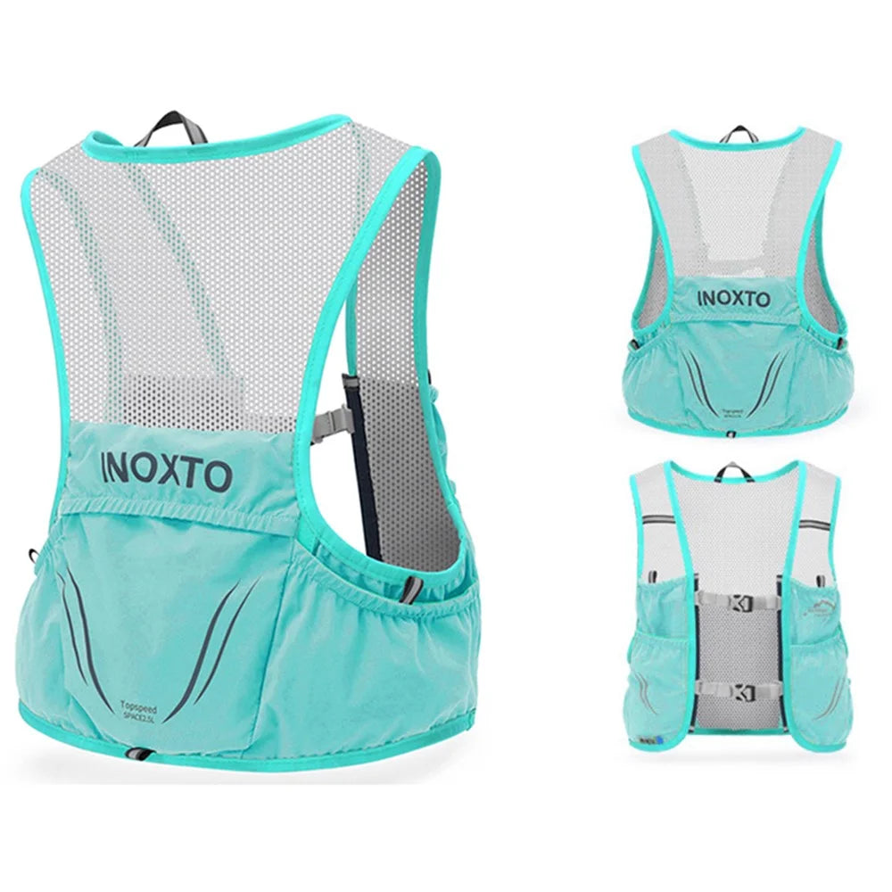 OUTDOOR INOXTO 3.5L Running Vest Backpack Lightweight Phone Water Bottle Holder Hiking Cycling Backpack Size L - Green - 2