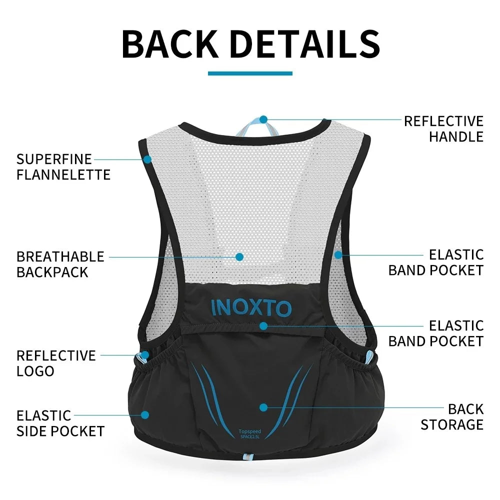 OUTDOOR INOXTO 3.5L Running Vest Backpack Lightweight Phone Water Bottle Holder Hiking Cycling Backpack Size L - Green - 5