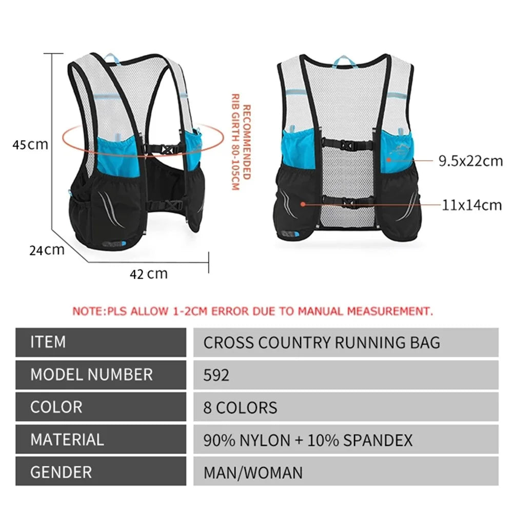 OUTDOOR INOXTO 3.5L Running Vest Backpack Lightweight Phone Water Bottle Holder Hiking Cycling Backpack Size L - Green - 7