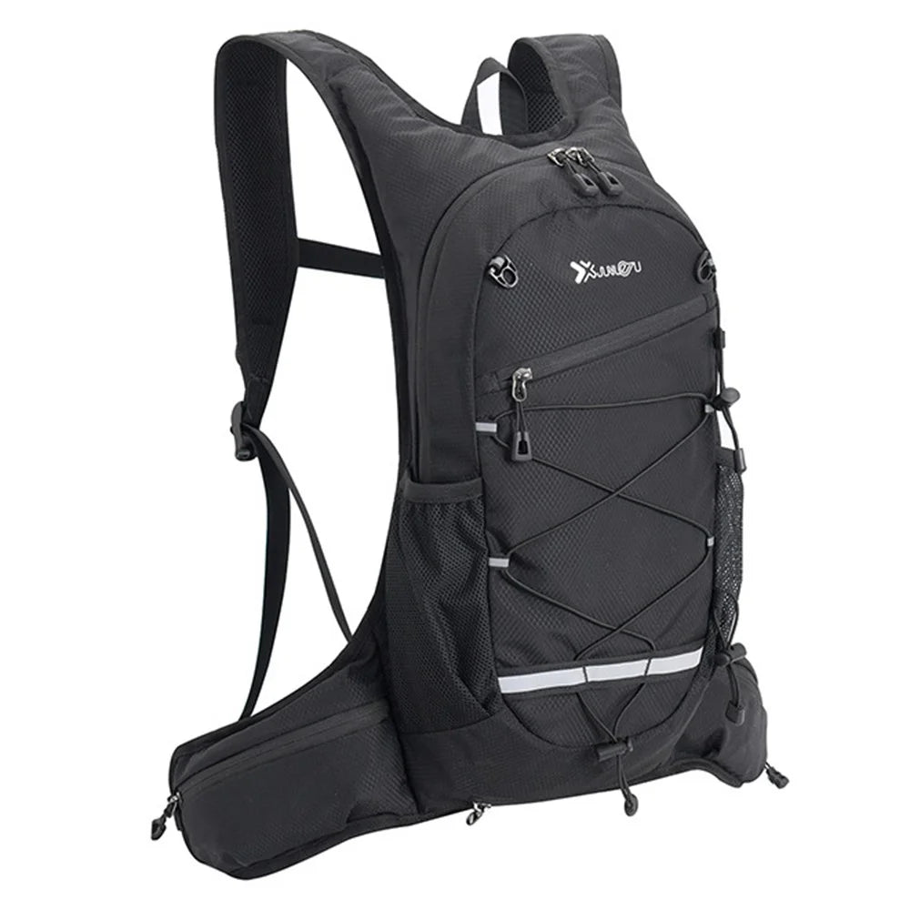 JUNLETU Running Polyester Vest Backpack Hiking Cycling Backpack Water Bottle Carrying Bag Large Capacity Shoulders Bag - Black - 1