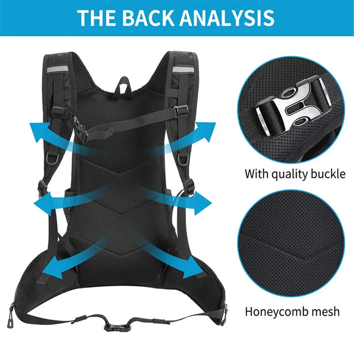 JUNLETU Running Polyester Vest Backpack Hiking Cycling Backpack Water Bottle Carrying Bag Large Capacity Shoulders Bag - Black - 3