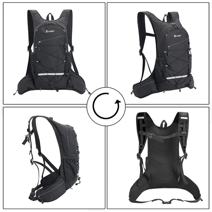 JUNLETU Running Polyester Vest Backpack Hiking Cycling Backpack Water Bottle Carrying Bag Large Capacity Shoulders Bag - Black - 4