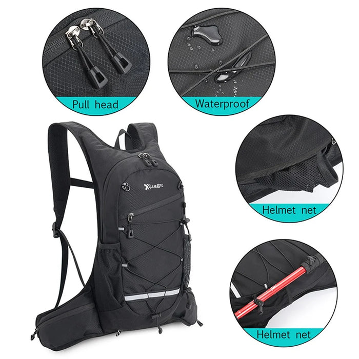 JUNLETU Running Polyester Vest Backpack Hiking Cycling Backpack Water Bottle Carrying Bag Large Capacity Shoulders Bag - Black - 5
