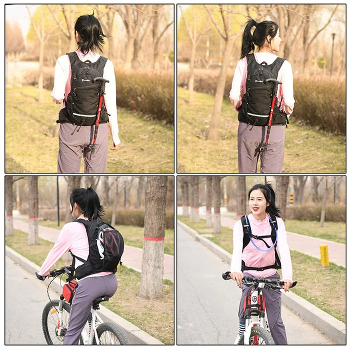 JUNLETU Running Polyester Vest Backpack Hiking Cycling Backpack Water Bottle Carrying Bag Large Capacity Shoulders Bag - Black - 7