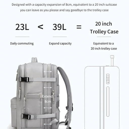 OUTWALK Large Capacity Travel Nylon Waterproof Men Backpack Laptop Clothes Storage Dual Shoulders Bag - Light Grey - 2