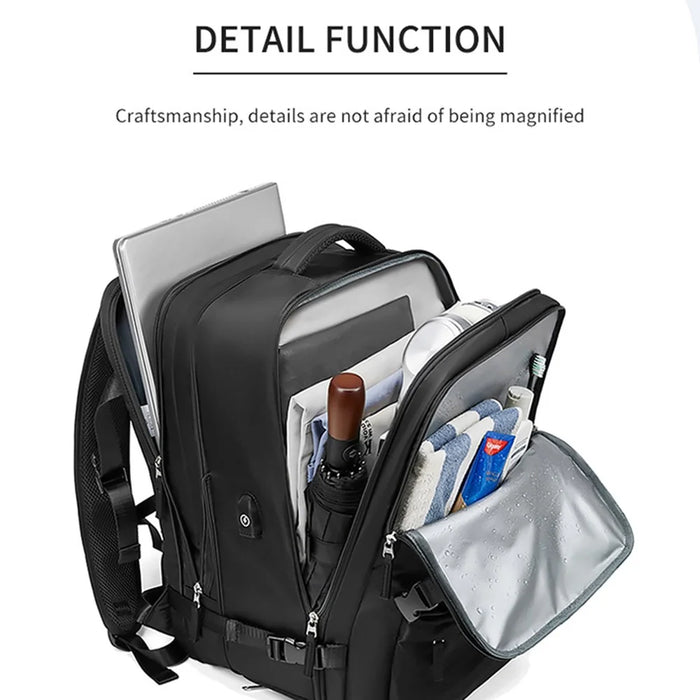 OUTWALK Large Capacity Travel Nylon Waterproof Men Backpack Laptop Clothes Storage Dual Shoulders Bag - Light Grey - 4