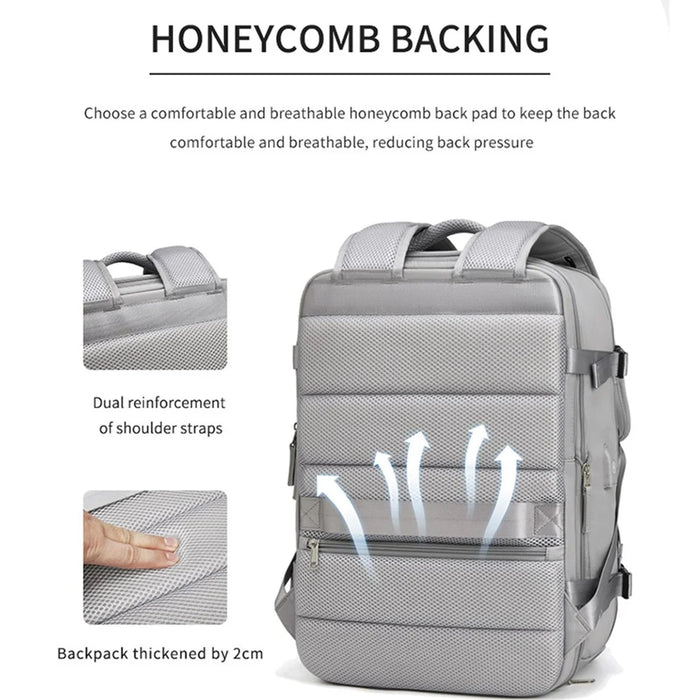 OUTWALK Large Capacity Travel Nylon Waterproof Men Backpack Laptop Clothes Storage Dual Shoulders Bag - Light Grey - 5