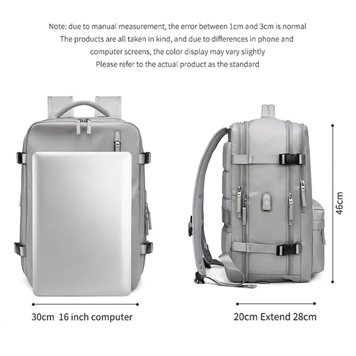 OUTWALK Large Capacity Travel Nylon Waterproof Men Backpack Laptop Clothes Storage Dual Shoulders Bag - Light Grey - 7