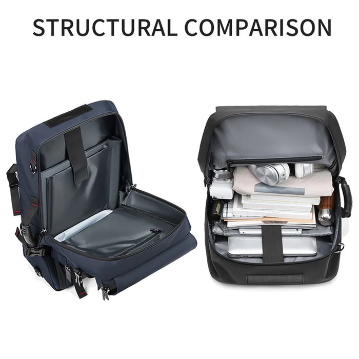 OUTWALK Men Travel Camping Hiking Oxford Cloth Backpack Clothes Shoe Storage Daypack with Crossbody Strap - Black - 5