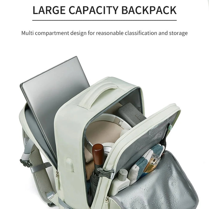 OUTWALK Fashionable Style 20-35L Student Backpack Waterproof Extended Shoulder Bag for 16" Laptops - Mint Green - 3