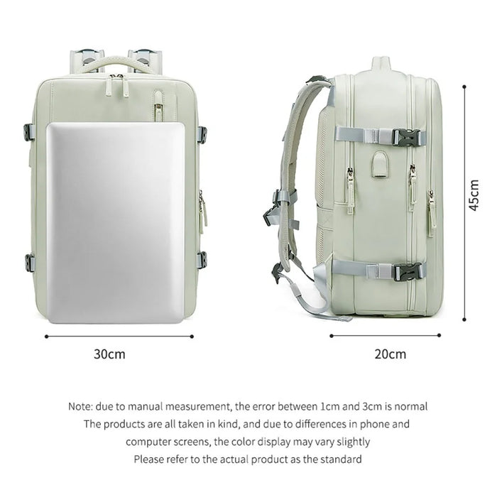 OUTWALK Fashionable Style 20-35L Student Backpack Waterproof Extended Shoulder Bag for 16" Laptops - Mint Green - 7