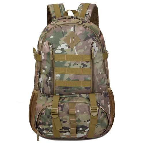 FLAMEHORSE 50L Large Capacity Nylon Backpack Outdoor Hiking Trekking Rucksack - Green Camouflage - 1