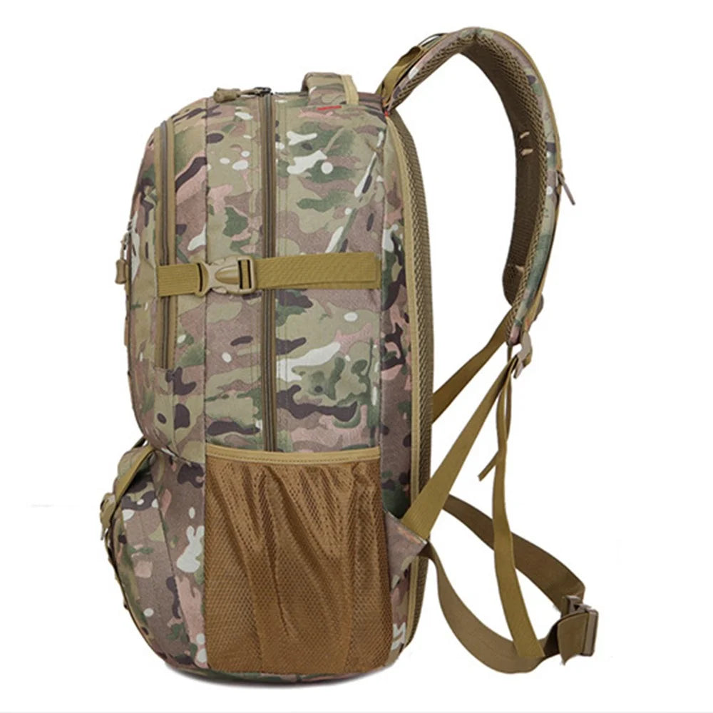 FLAMEHORSE 50L Large Capacity Nylon Backpack Outdoor Hiking Trekking Rucksack - Green Camouflage - 3