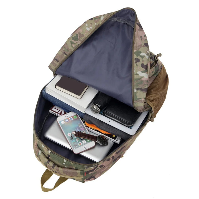 FLAMEHORSE 50L Large Capacity Nylon Backpack Outdoor Hiking Trekking Rucksack - Green Camouflage - 4