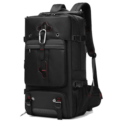 2070 Oxford Cloth+Polyester Waterproof Backpack Hiking Trekking Rucksack with USB Charging Port - Black - 1