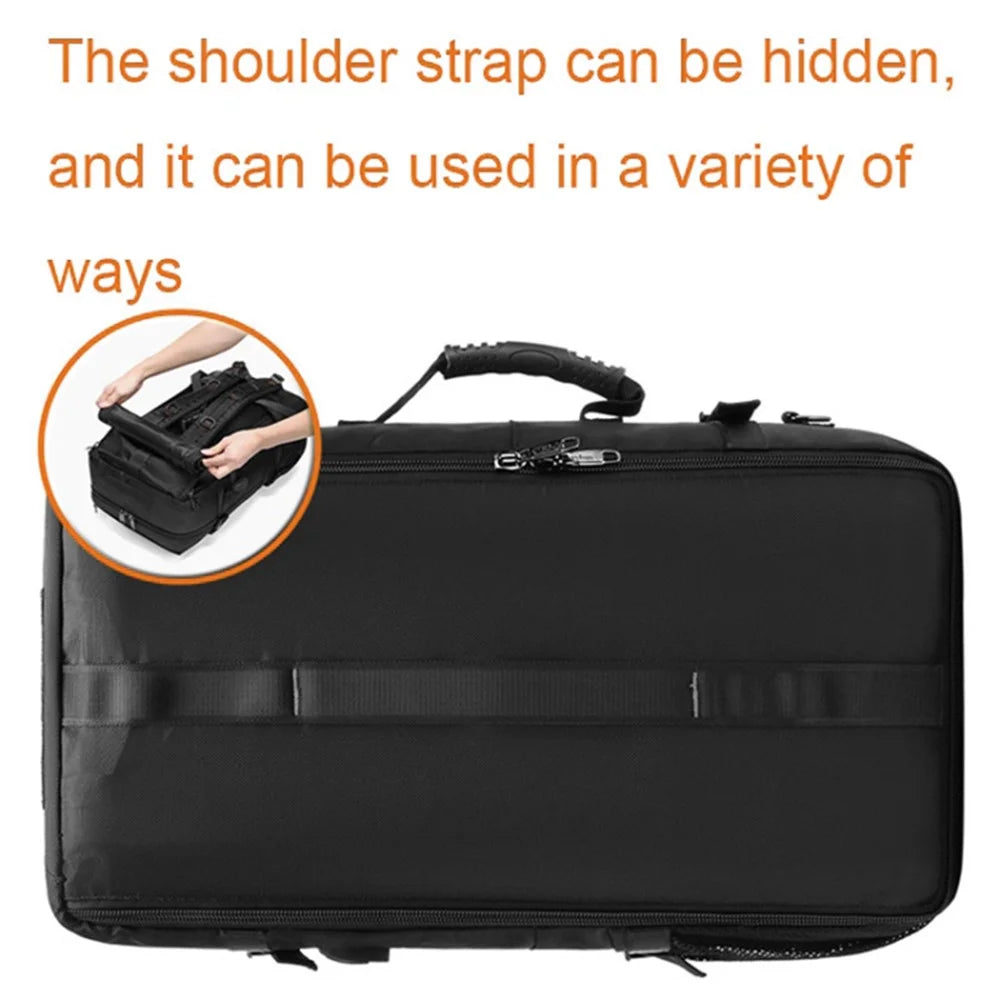 2070 Oxford Cloth+Polyester Waterproof Backpack Hiking Trekking Rucksack with USB Charging Port - Black - 6