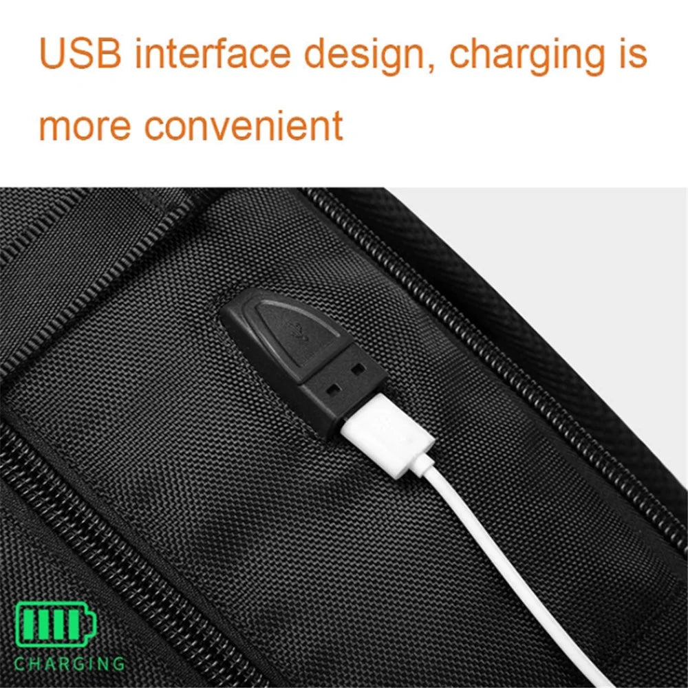 2070 Oxford Cloth+Polyester Waterproof Backpack Hiking Trekking Rucksack with USB Charging Port - Black - 7
