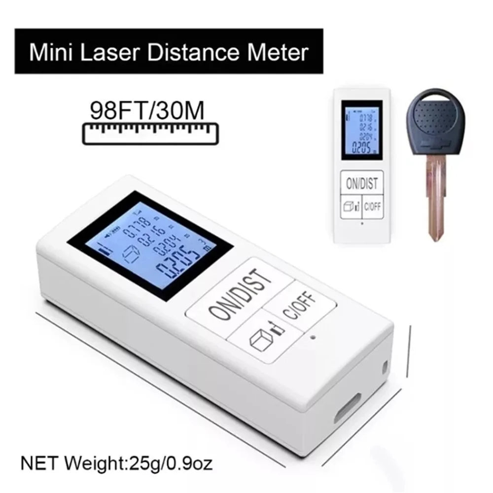 Mini Laser Measurement Tool Rechargeable 30m Range Finder Infrared Digital Laser Distance Meter with Backlit LCD - 4