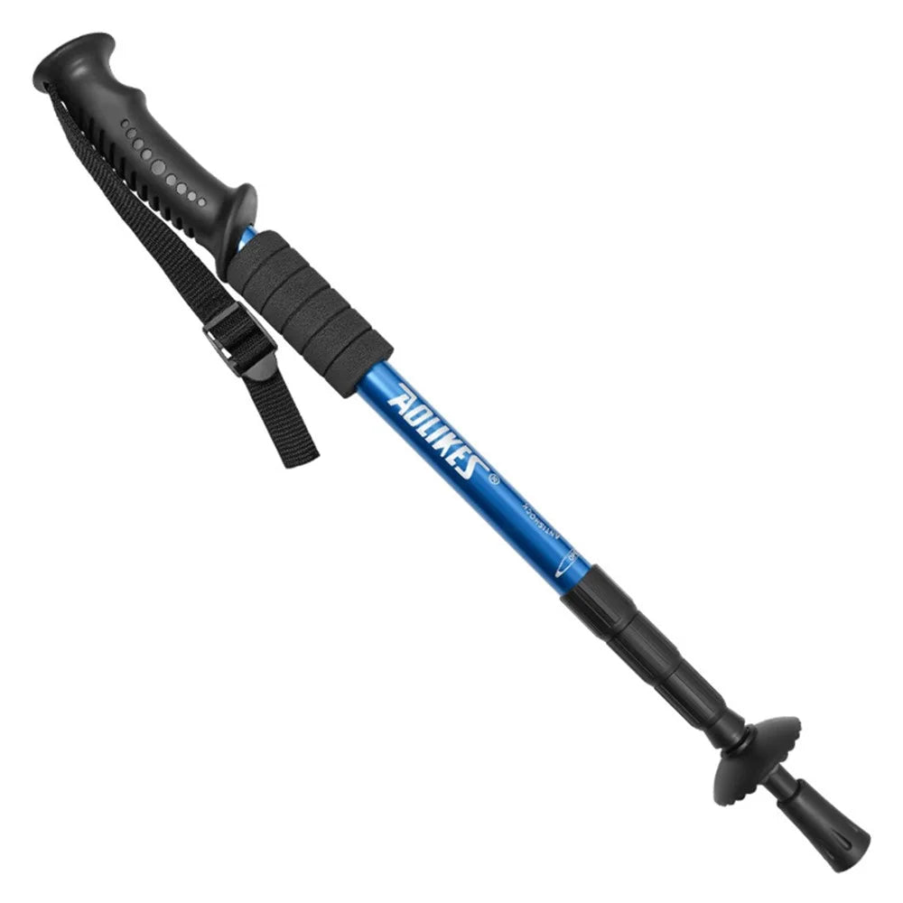 AOLIKES 3401 Lightweight Aluminum Alloy Trekking Pole 4 Sections Adjustable Hiking Stick - Blue - 1