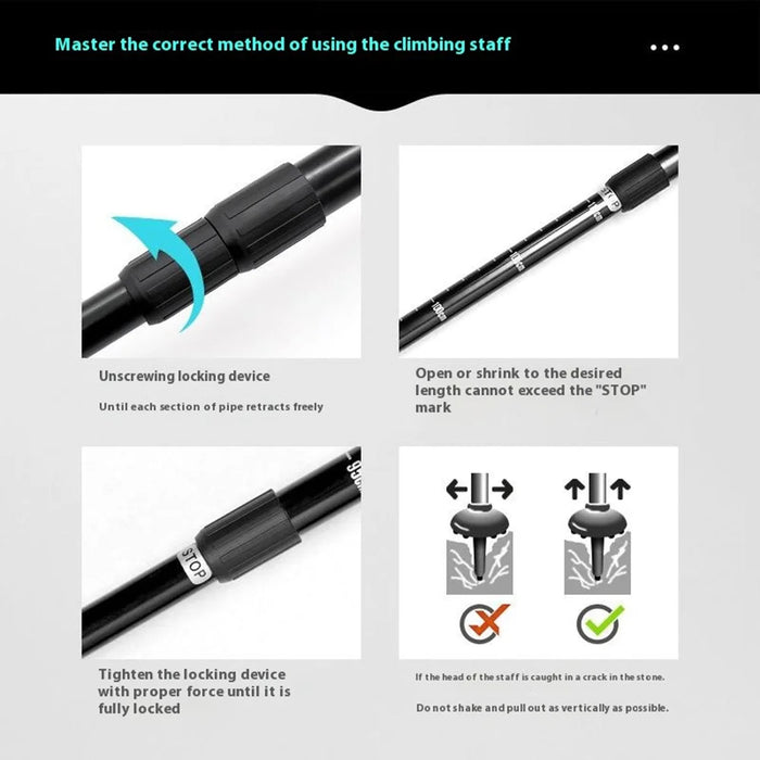 AOLIKES 3401 Lightweight Aluminum Alloy Trekking Pole 4 Sections Adjustable Hiking Stick - Blue - 5