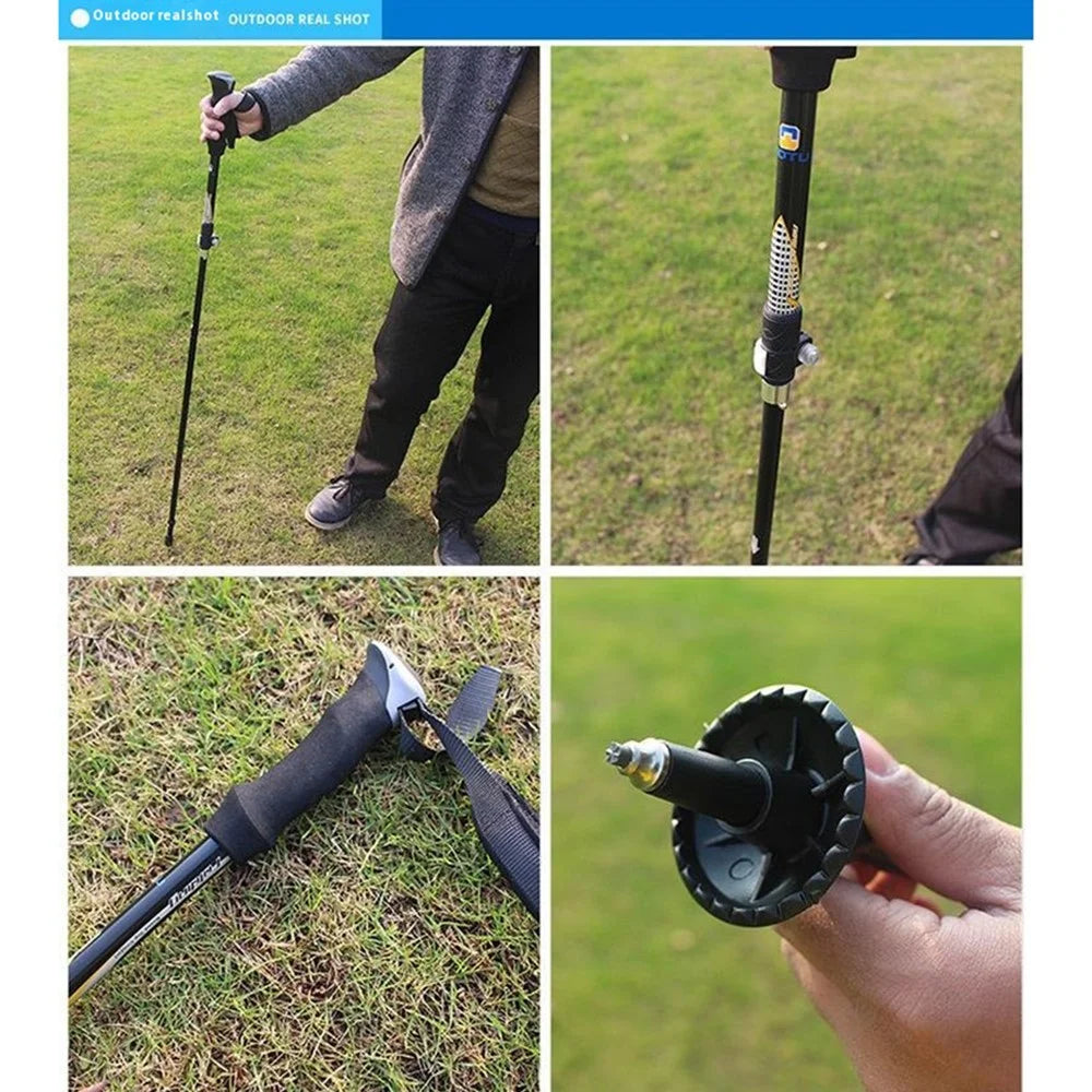 AOTU AT7558 125cm Foldable Trekking Pole Outdoor Aluminum Alloy EVA Handle Hiking Stick - 3