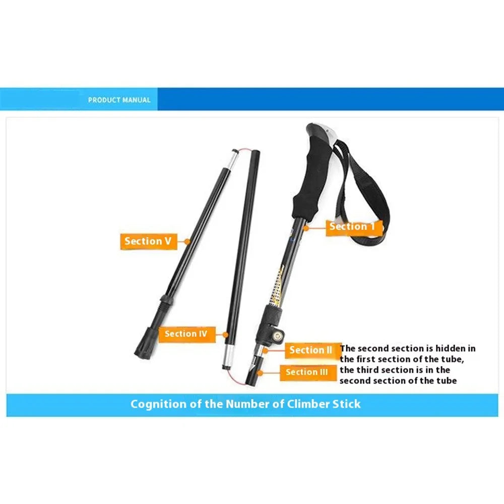 AOTU AT7558 125cm Foldable Trekking Pole Outdoor Aluminum Alloy EVA Handle Hiking Stick - 4