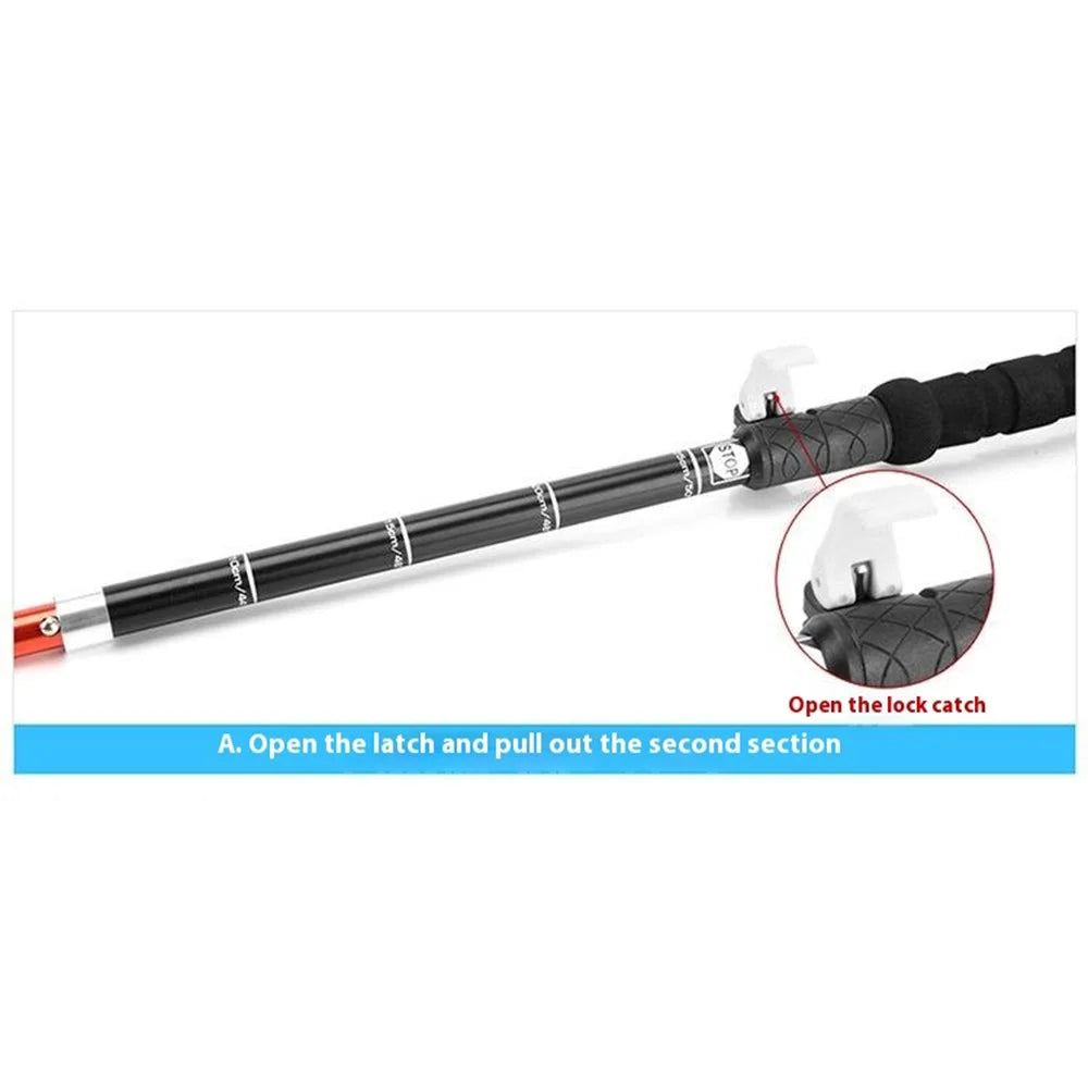 AOTU AT7558 125cm Foldable Trekking Pole Outdoor Aluminum Alloy EVA Handle Hiking Stick - 6