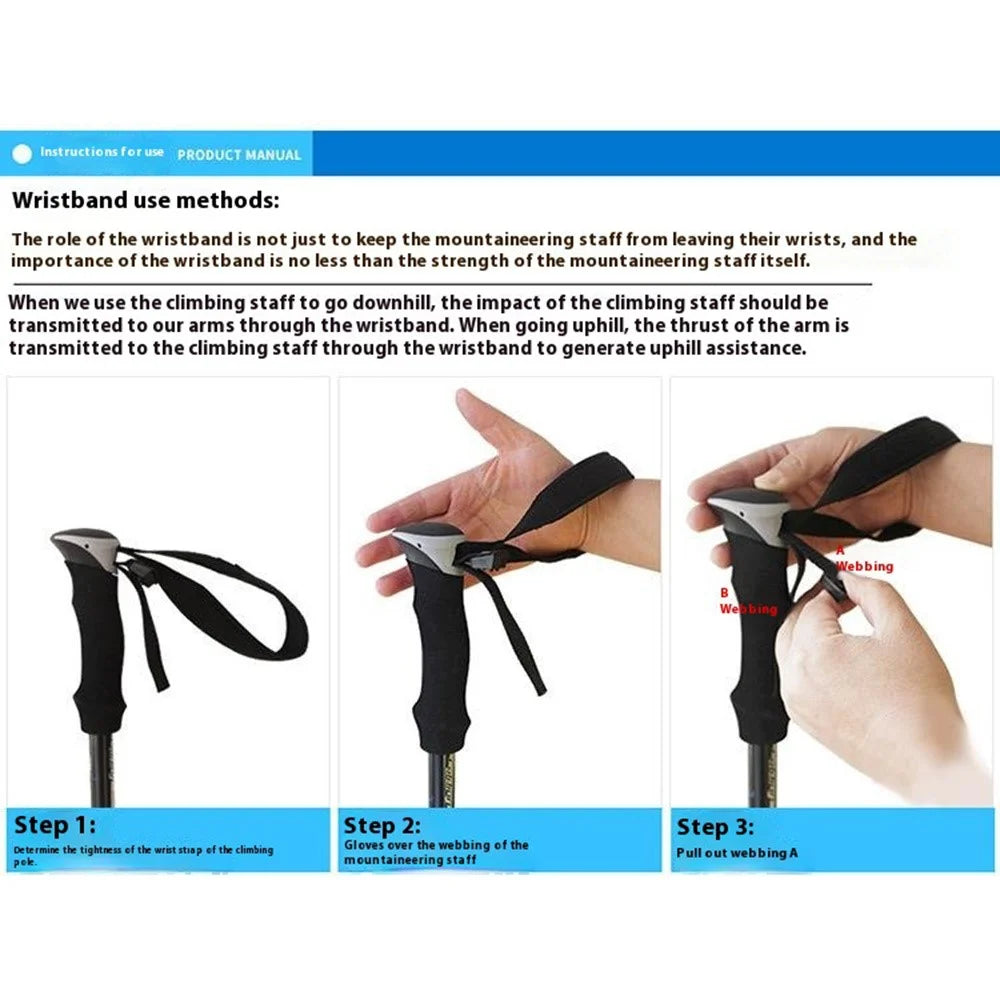 AOTU AT7558 125cm Foldable Trekking Pole Outdoor Aluminum Alloy EVA Handle Hiking Stick - 7