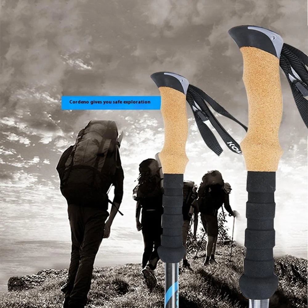 KODENOR KDN-001 2Pcs Carbon Fiber Trekking Pole Collapsible 3 Sections Hiking Stick with External Lock - Blue - 3
