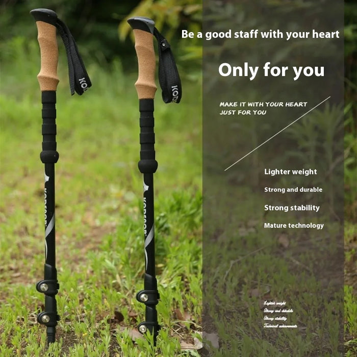 KODENOR KDN-001 2Pcs Carbon Fiber Trekking Pole Collapsible 3 Sections Hiking Stick with External Lock - Blue - 6