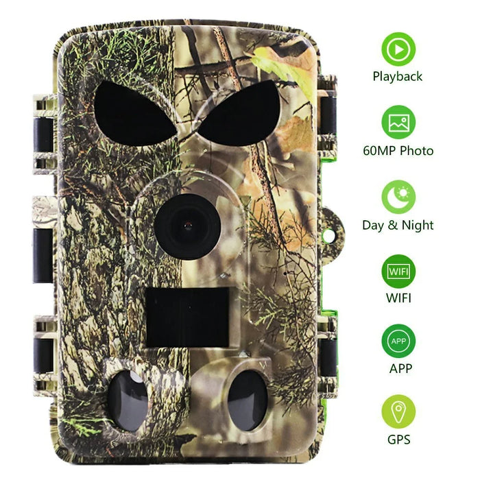PR8000 Outdoor Hunting 8K WiFi Trail Camera 60MP Ultra HD Night Vision Wildlife Scouting Pocket Cam - 3
