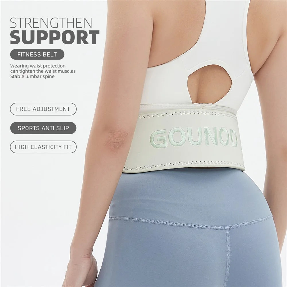 GOUNOD HY036 Weightlifting Belt Matte PU Leather Fitness Squat Deadlift Powerlifting Waist Support, Size S - Green - 6