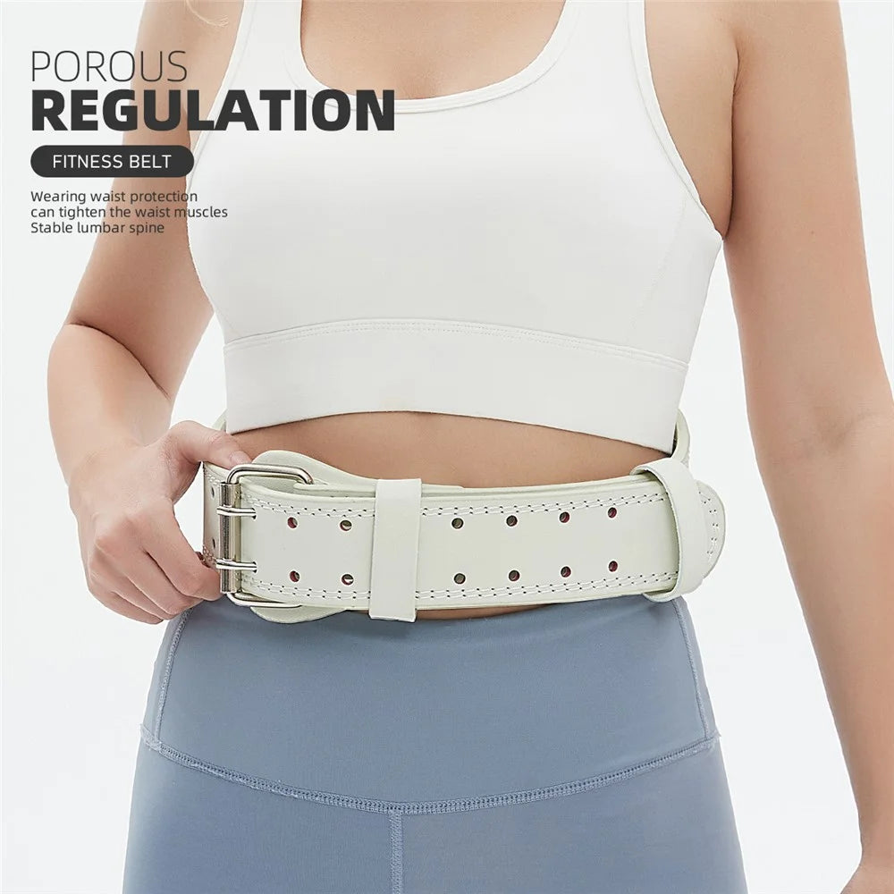 GOUNOD HY036 Weightlifting Belt Matte PU Leather Fitness Squat Deadlift Powerlifting Waist Support, Size M - Green - 4
