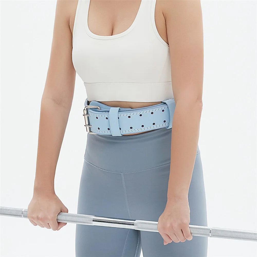 GOUNOD HY036 Weightlifting Belt Matte PU Leather Fitness Squat Deadlift Powerlifting Waist Support, Size L - Blue - 4