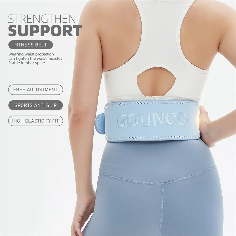 GOUNOD HY036 Weightlifting Belt Matte PU Leather Fitness Squat Deadlift Powerlifting Waist Support, Size L - Blue - 5