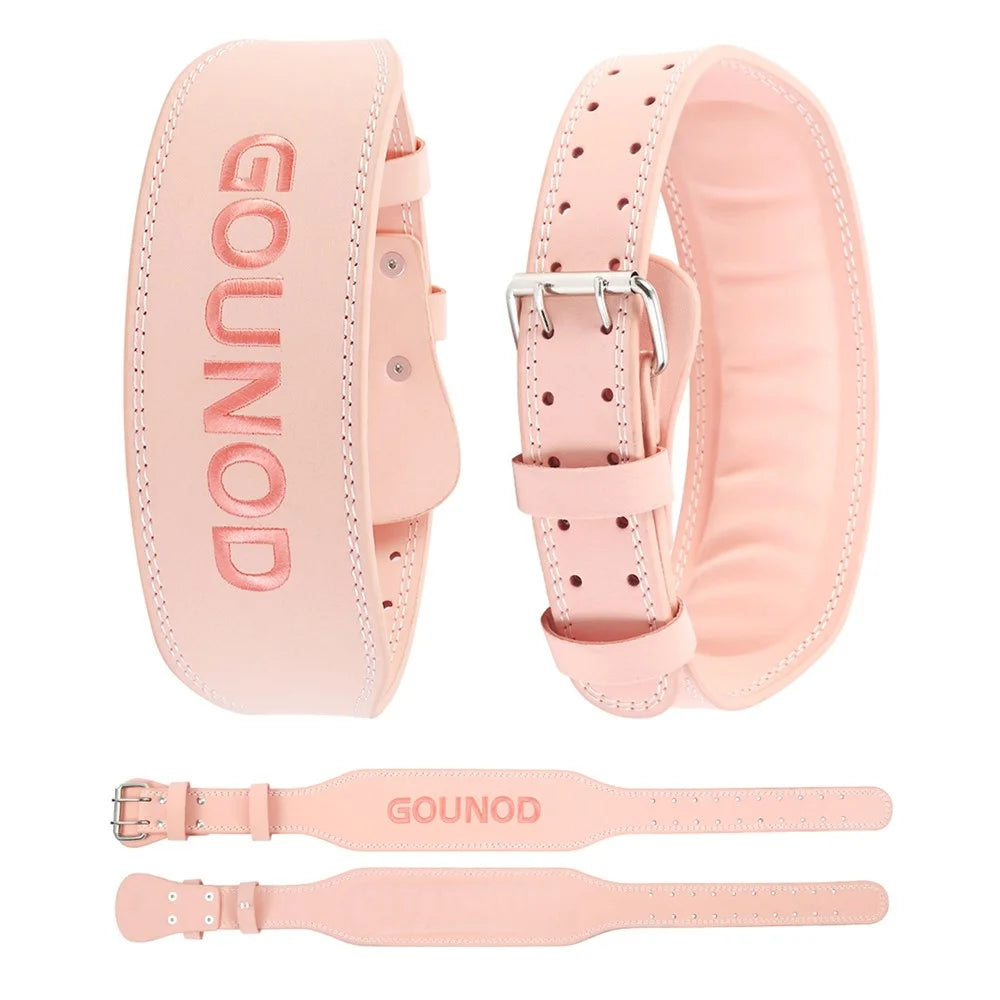 GOUNOD HY036 Weightlifting Belt Matte PU Leather Fitness Squat Deadlift Powerlifting Waist Support, Size XL - Pink - 2
