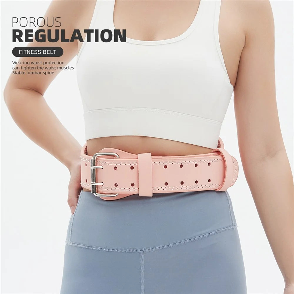 GOUNOD HY036 Weightlifting Belt Matte PU Leather Fitness Squat Deadlift Powerlifting Waist Support, Size XL - Pink - 3