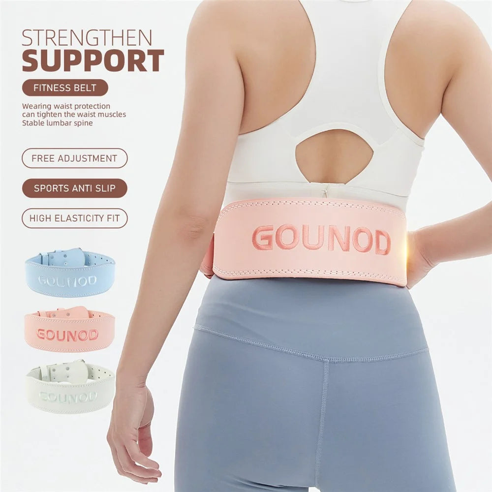 GOUNOD HY036 Weightlifting Belt Matte PU Leather Fitness Squat Deadlift Powerlifting Waist Support, Size XL - Pink - 4