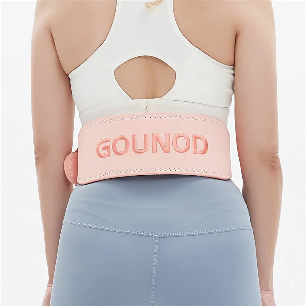 GOUNOD HY036 Weightlifting Belt Matte PU Leather Fitness Squat Deadlift Powerlifting Waist Support, Size XL - Pink - 6