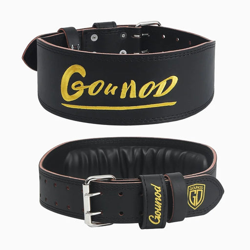 GOUNOD HY034 Embroidered Design PU Leather Weightlifting Belt Powerlifting Deadlift Back Support, Size S - Black - 2