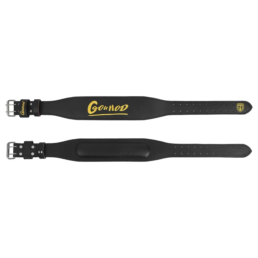 GOUNOD HY034 Embroidered Design PU Leather Weightlifting Belt Powerlifting Deadlift Back Support, Size S - Black - 6