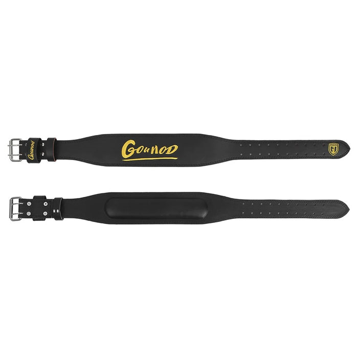 GOUNOD HY034 Embroidered Design PU Leather Weightlifting Belt Powerlifting Deadlift Back Support, Size S - Black - 6