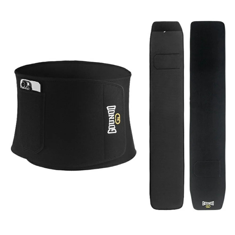 GOUNOD HY007 Adjustable Waist Trimmer Belt Sweat Band Abdominal Trainer Support for Fitness - Black M - 1