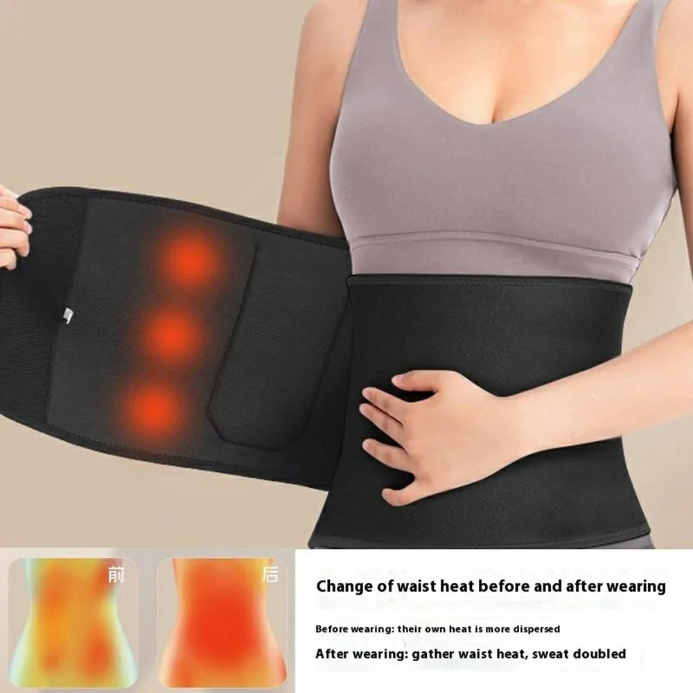 GOUNOD HY007 Adjustable Waist Trimmer Belt Sweat Band Abdominal Trainer Support for Fitness - Black M - 3