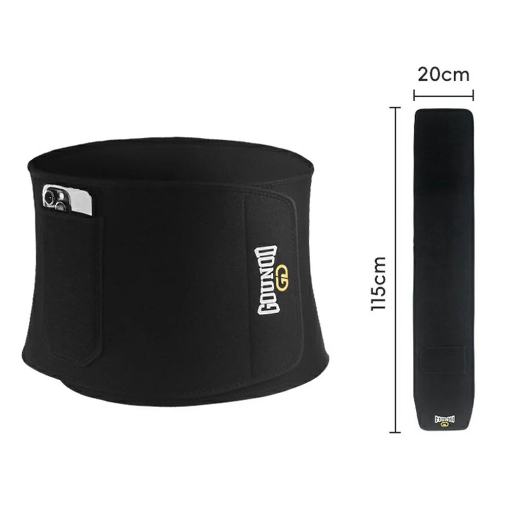 GOUNOD HY007 Adjustable Waist Trimmer Belt Sweat Band Abdominal Trainer Support for Fitness - Black M - 7